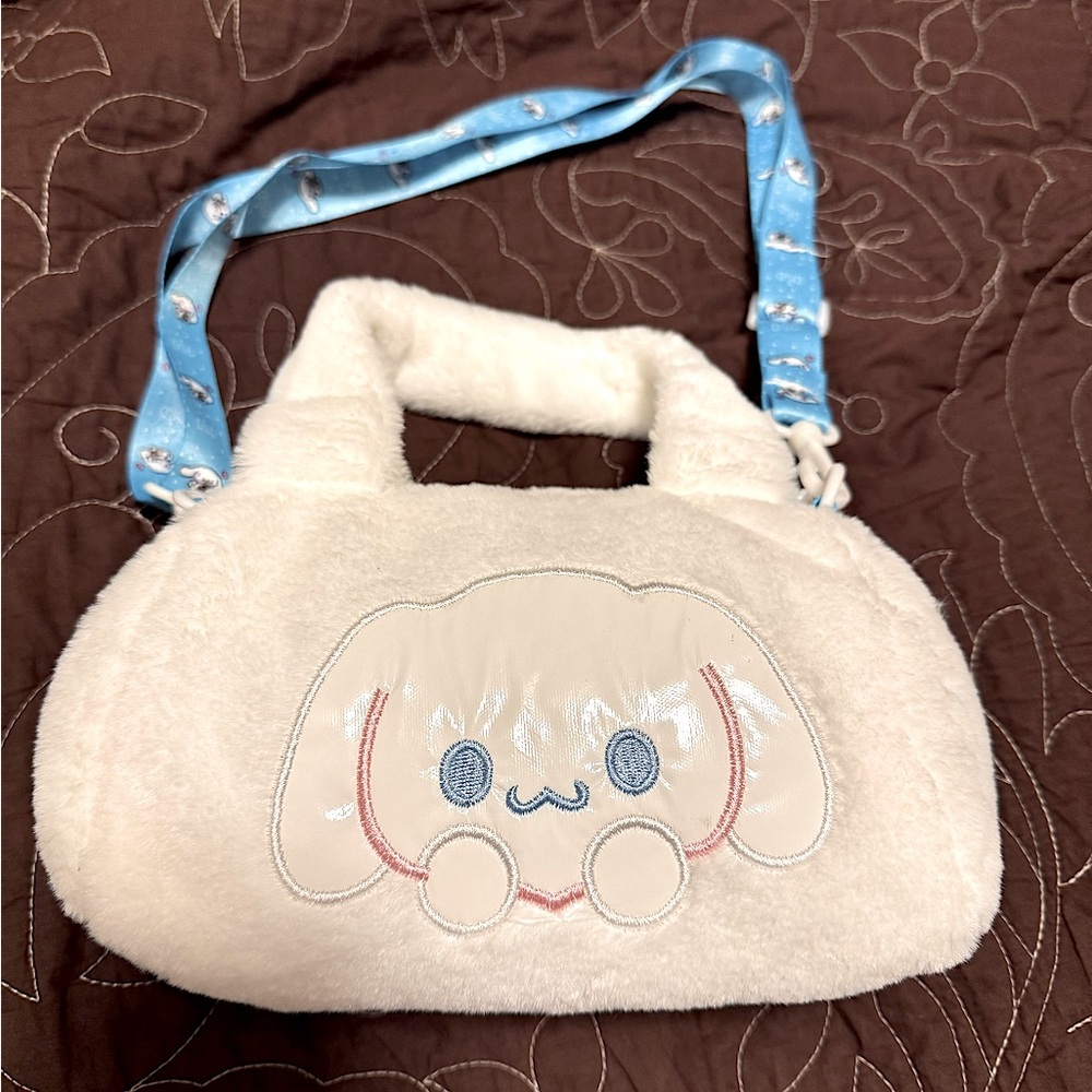 🩵 New Sanrio Cinnamoroll Bunny Soft Faux Fur Purse Bag Kawaii Kids Bag Mini Soft - Picture 4 of 4